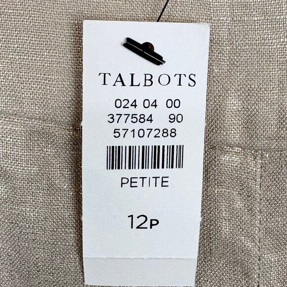 Talbots Womens Linen Cropped Wide Leg Pants Gold Flat Front Side Zip Size 12P - Picture 5 of 8